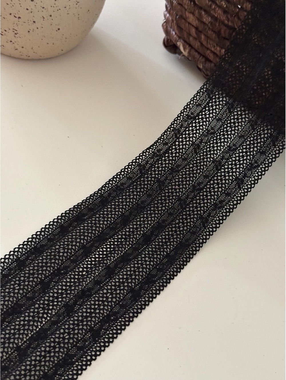 3Yds Stretch 3" Black Mesh Geometric Pattern Stretch Lace Trim, Wholesale